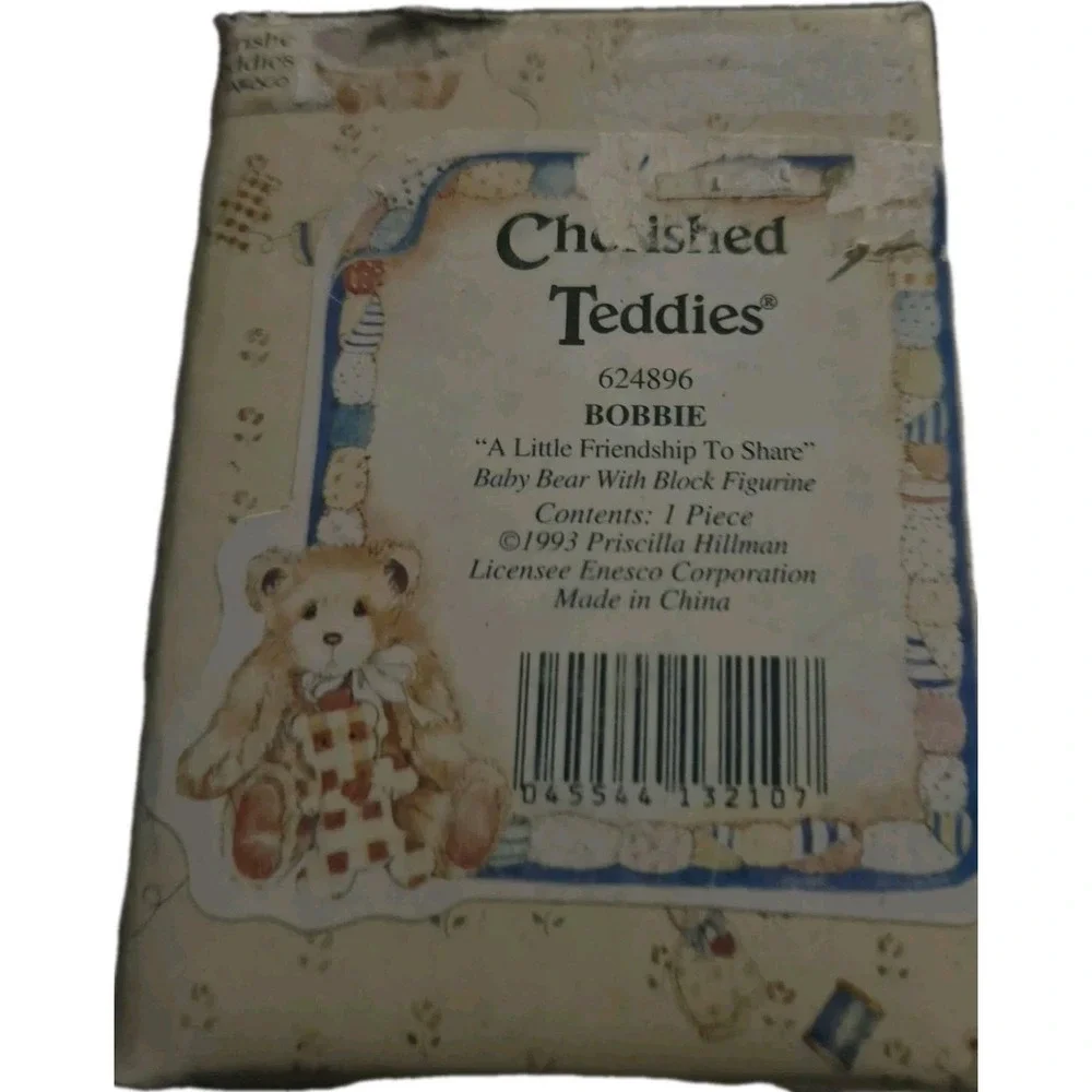 Cherished Teddies Bobbie Figurine‎ 624896 1993 Enesco w/ Box & Certificate